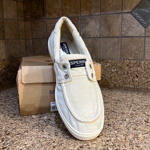 Sperry Men’s Outer Banks 2-Eye Twill Boat Shoe Khaki NIB